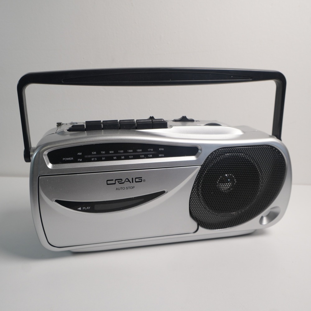 Craig Cassette Recorder Silver CD6911 Portable AM/FM Radio Boombox